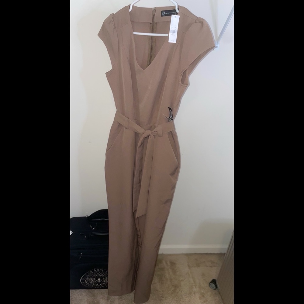 New York & Company Taupe Jumpsuit